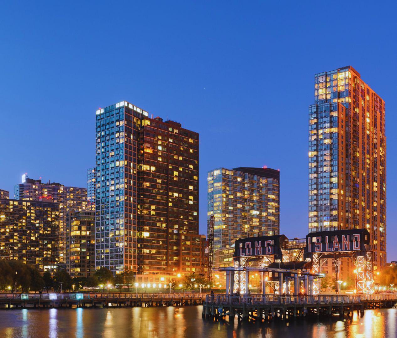 Three-segment panorama of Long Island City, Queens County, NY