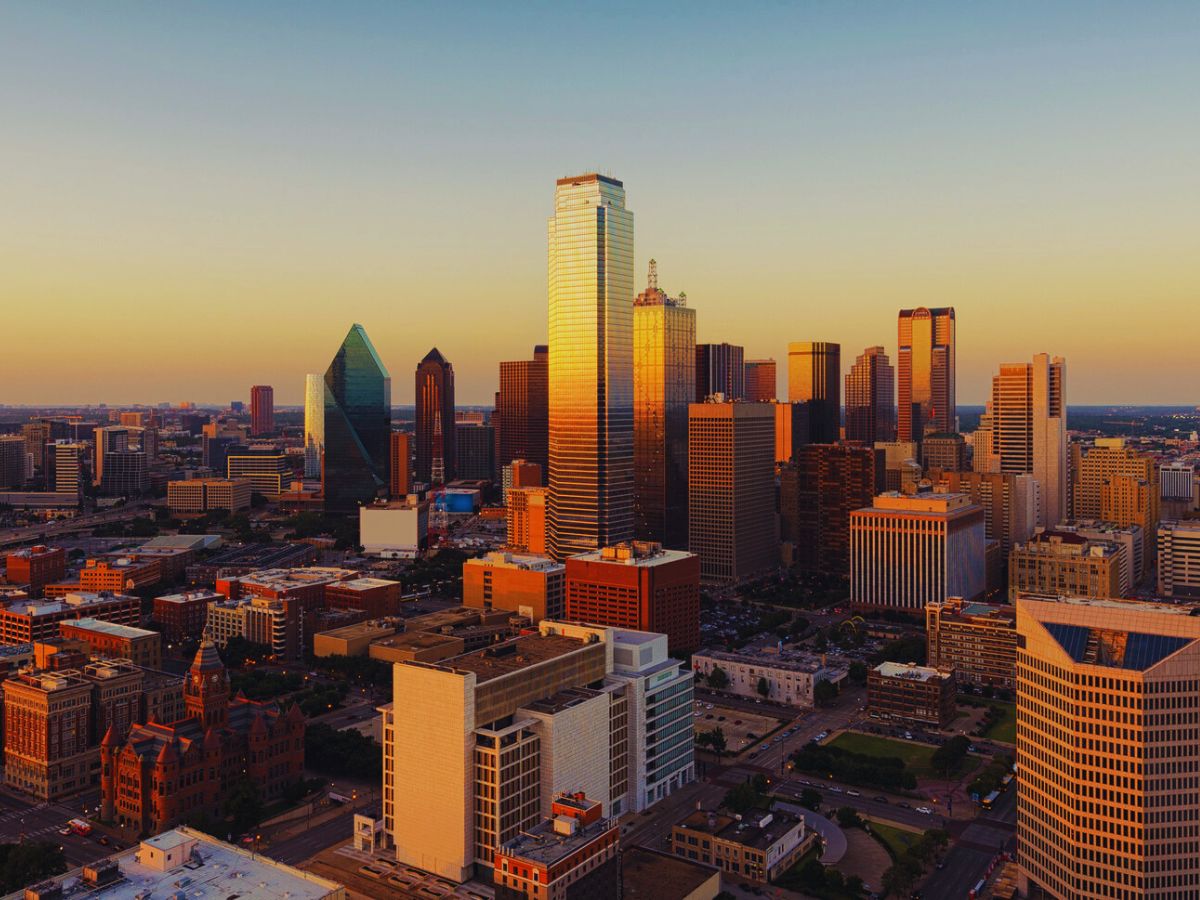 Cityscape at sunset, Dallas, TX