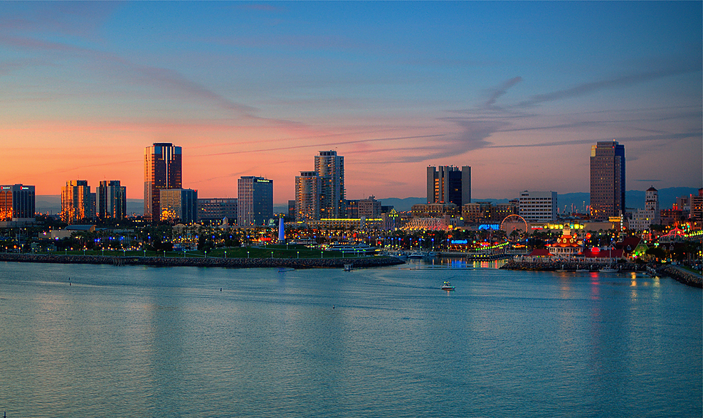 Downtown Long Beach At night